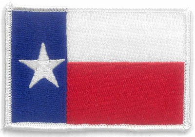 Official Texas Flag White Border Emblem with Industrial Heat Seal Backing 3 1/4"W x 2 1/4"H