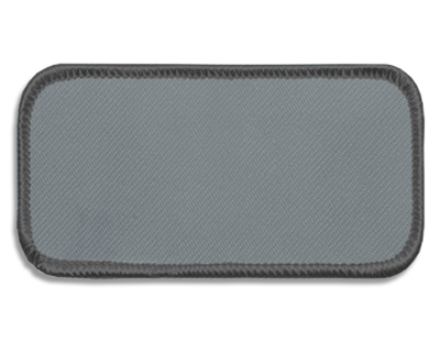 Blank Rectangle Patch 3 5/8" x 1 5/8" Silver 08 on Charcoal 11 Merrow Border