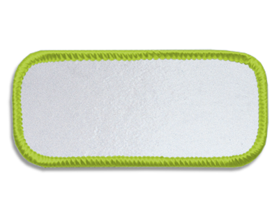 Blank Rectangle Patch 3 1/4" x 1 1/4" Bright White 51 on Neon Yellow B9 Merrow Border