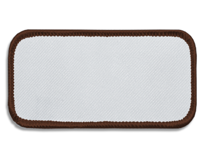 Blank Rectangle Patch 3 5/8" x 1 5/8" White 18 on UPS Brown 93 Merrow Border
