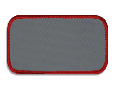 Blank Rectangle Patch 4" x 2" Graphite 22 on Red 01 Merrow Border