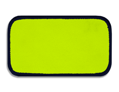Blank Rectangle Patch 4" x 2" Neon Yellow 63 on Navy 06 Merrow Border