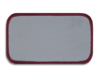 Blank Rectangle Patch 4" x 2" Silver 08 on Burgundy 88 Merrow Border