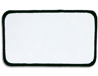 Blank Rectangle Patch 4 1/2" x 2 1/2" Bright White 51 on Army Green 13 Merrow Border