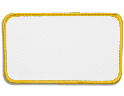 Blank Rectangle Patch 4 1/2" x 2 1/2" White 18 on Medium Gold 17 Merrow Border