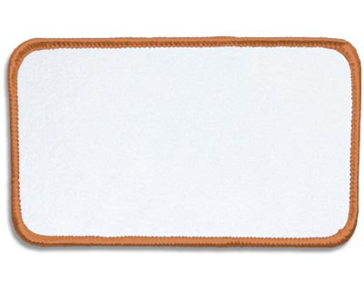 Blank Rectangle Patch 4 1/2" x 2 1/2" White 51 on Tangerine 60 Merrow Border