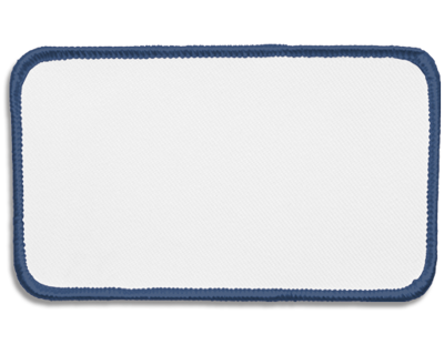 Blank Rectangle Patch 4 1/2" x 2 1/2" White 18 on Ford Blue 67 Merrow Border