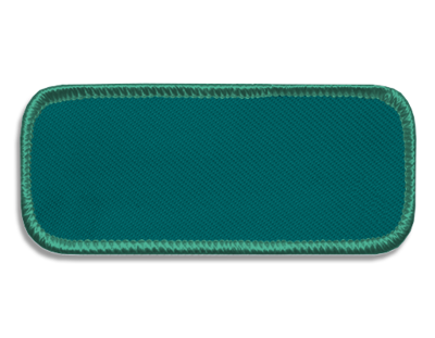Blank Rectangle Patch 3 3/4" x 1 3/8" Marlin Green 26 on Teal 31 Merrow Border