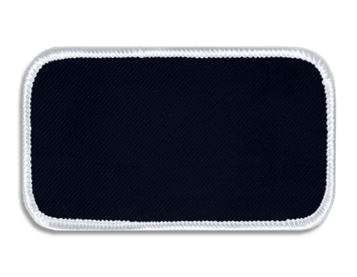 Blank Rectangle Patch 4" x 2"  Dark Navy 01 on White 00 Merrow Border