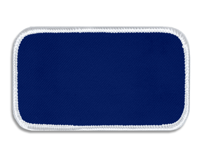 Blank Rectangle Patch 4" x 2"  Royal 04 on White 00 Merrow Border