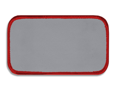 Blank Rectangle Patch 4" x 2" Silver 08 on Red 01 Merrow Border