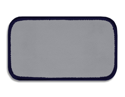 Blank Rectangle Patch 4" x 2" Silver 08 on Navy 06 Merrow Border