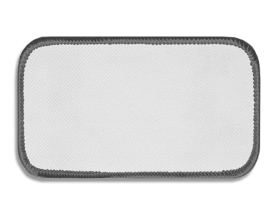 Blank Rectangle Patch 4" x 2" White 18 on Charcoal 11 Merrow Border