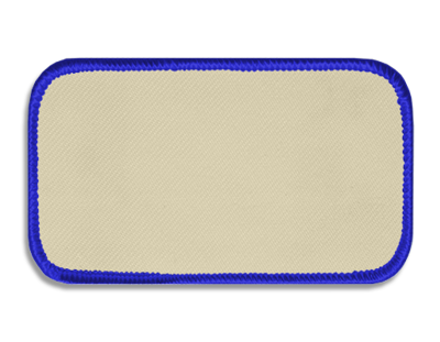 Blank Rectangle Patch 4" x 2" Flame Retardant 99 on RRR Royal 32 Merrow Border