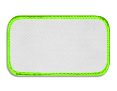 Blank Rectangle Patch 4" x 2" White 18 on Swt Pea Neon 36 Merrow Border
