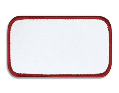 Blank Rectangle Patch 4" x 2"  Bright White 51 on Dark Red 42 Merrow Border