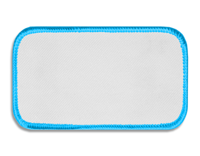 Blank Rectangle Patch 4" x 2" White 18 on Sky Blue 54 Merrow Border
