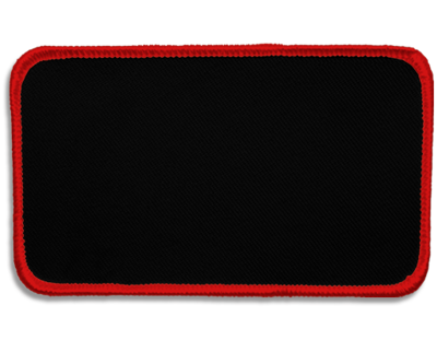 Blank Rectangle Patch 4 1/2" x 2 1/2" Black 07 on Red 01 Merrow Border
