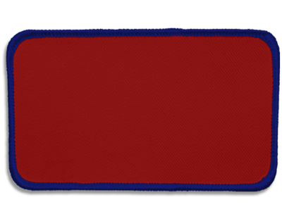 Blank Rectangle Patch 4 1/2" x 2 1/2" Red 16 on Royal Blue 02 Merrow Border