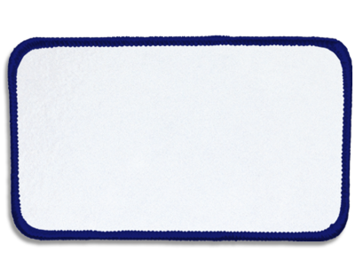 Blank Rectangle Patch 4 1/2" x 2 1/2" Brite White 51 on Royal Blue 02 Merrow Border