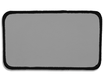 Blank Rectangle Patch 4 1/2" x 2 1/2" Silver 08 on Black 03 Merrow Border