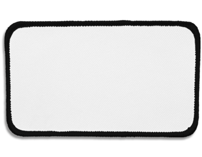Blank Rectangle Patch 4 1/2" x 2 1/2" White 18 on Black 03 Merrow Border