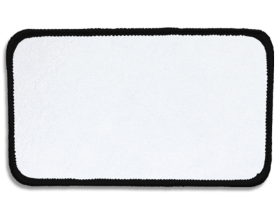 Blank Rectangle Patch 4 1/2" x 2 1/2" Brite White 51 on Black 03 Merrow Border