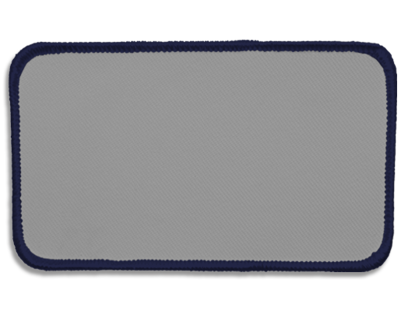 Blank Rectangle Patch 4 1/2" x 2 1/2" Silver 08 on Navy C 06 Merrow Border