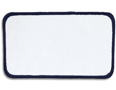 Blank Rectangle Patch 4 1/2" x 2 1/2" Brite White 51 on Navy C 06 Merrow Border