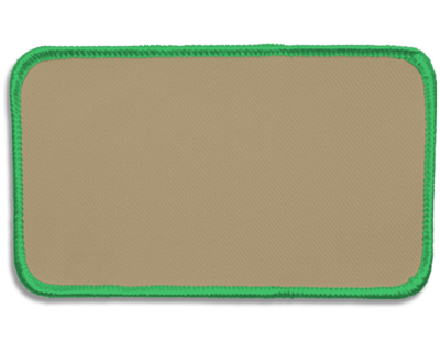 Blank Rectangle Patch 4 1/2" x 2 1/2" Tan 13 on Kelly Green 09 Merrow Border