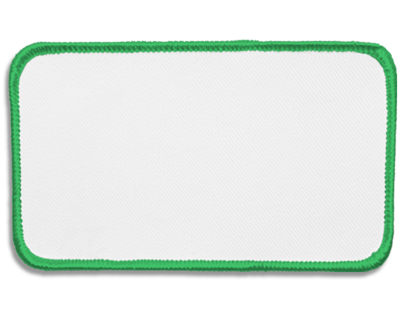 Blank Rectangle Patch 4 1/2" x 2 1/2" White 18 on Kelly Green 09 Merrow Border