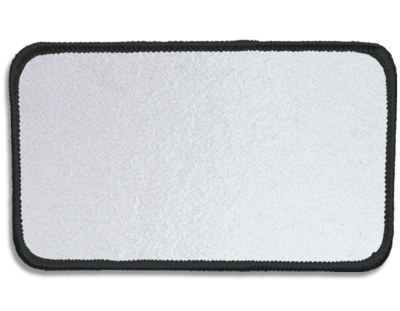 Blank Rectangle Patch 4 1/2" x 2 1/2" Bright White 51 on Charcoal 11 Merrow Border