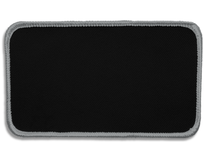Blank Rectangle Patch 4 1/2" x 2 1/2" Black 07 on Silver Grey 19 Merrow Border