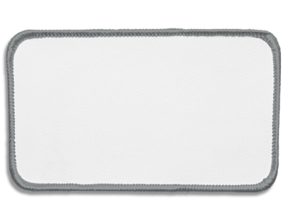 Blank Rectangle Patch 4 1/2" x 2 1/2" White 18 on Silver Grey 19 Merrow Border