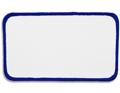 Blank Rectangle Patch 4 1/2" x 2 1/2" White 18 on RRR Royal 32 Merrow Border