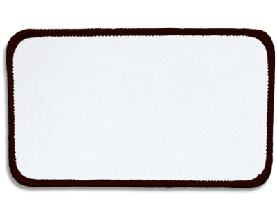 Blank Rectangle Patch 4 1/2" x 2 1/2" Brite White 51 on Maroon 55 Merrow Border