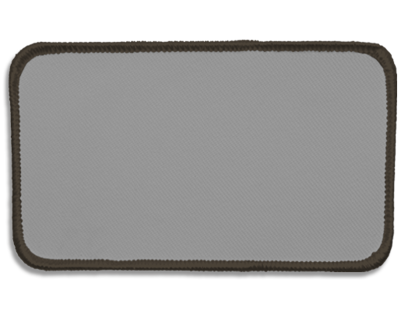 Blank Rectangle Patch 4 1/2" x 2 1/2" Silver 08 on Special Grey 58 Merrow Border