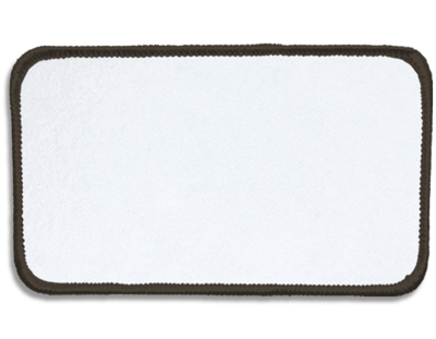 Blank Rectangle Patch 4 1/2" x 2 1/2" Brite White 51 on Special Grey 58 Merrow Border