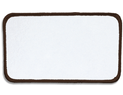 Blank Rectangle Patch 4 1/2" x 2 1/2" Bright White 51 on Seal Brown 62 Merrow Border