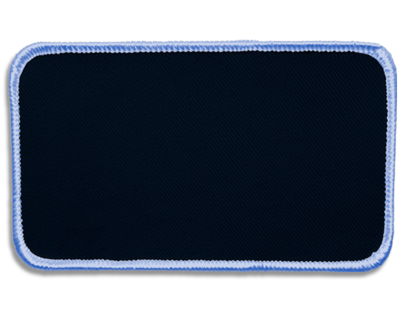 Blank Rectangle Patch 4 1/2" x 2 1/2" Dark Navy 01 on Light Blue 76 Merrow Border