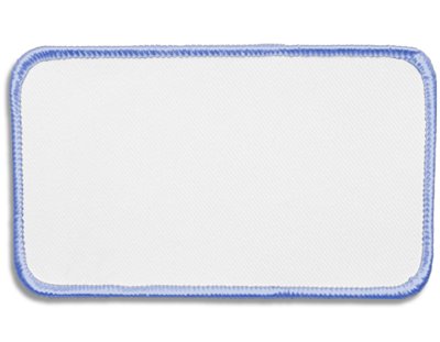 Blank Rectangle Patch 4 1/2" x 2 1/2" White 18 on Light Blue 76 Merrow Border