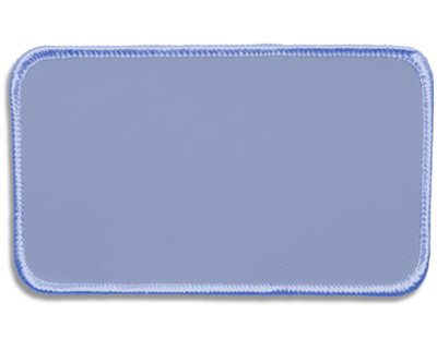 Blank Rectangle Patch 4 1/2" x 2 1/2" Light Blue 21 on Light Blue 76 Merrow Border