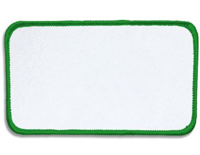 Blank Rectangle Patch 4 1/2" x 2 1/2" Brite White 51 on Grassy Green 78 Merrow Border