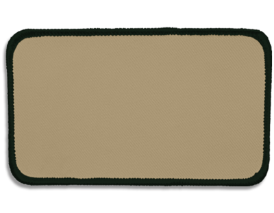 Blank Rectangle Patch 4 1/2" x 2 1/2" Tan 13 on Dark Green 81 Merrow Border