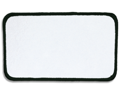 Blank Rectangle Patch 4 1/2" x 2 1/2" Brite White 51 on Dark Green 81 Merrow Border