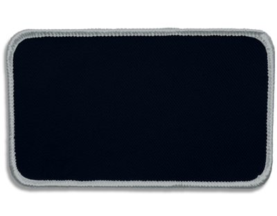 Blank Rectangle Patch 4 1/2" x 2 1/2" Dark Navy 01 on Eagle Grey 85 Merrow Border