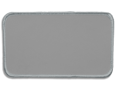 Blank Rectangle Patch 4 1/2" x 2 1/2" Silver 08 on Eagle Grey 85 Merrow Border
