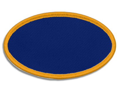 Blank Oval Patch 4 1/2" x 2 1/2" Y Royal 04 on Yellow 20 Merrow Border