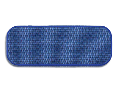 Blank Rectangle Patch 3 1/4" x 1 1/4" Fabric Blue Micro Check C5 on Royal Blue 02 Embroidered Border