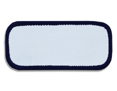 Blank Rectangle Patch 3 1/4" x 1 1/2" White 18 on Midnight Navy 05 Merrow Border